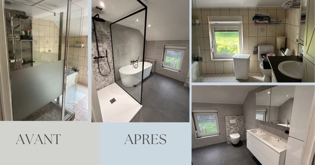 Avant et après d’une salle de bain rénovée par CrazyColors